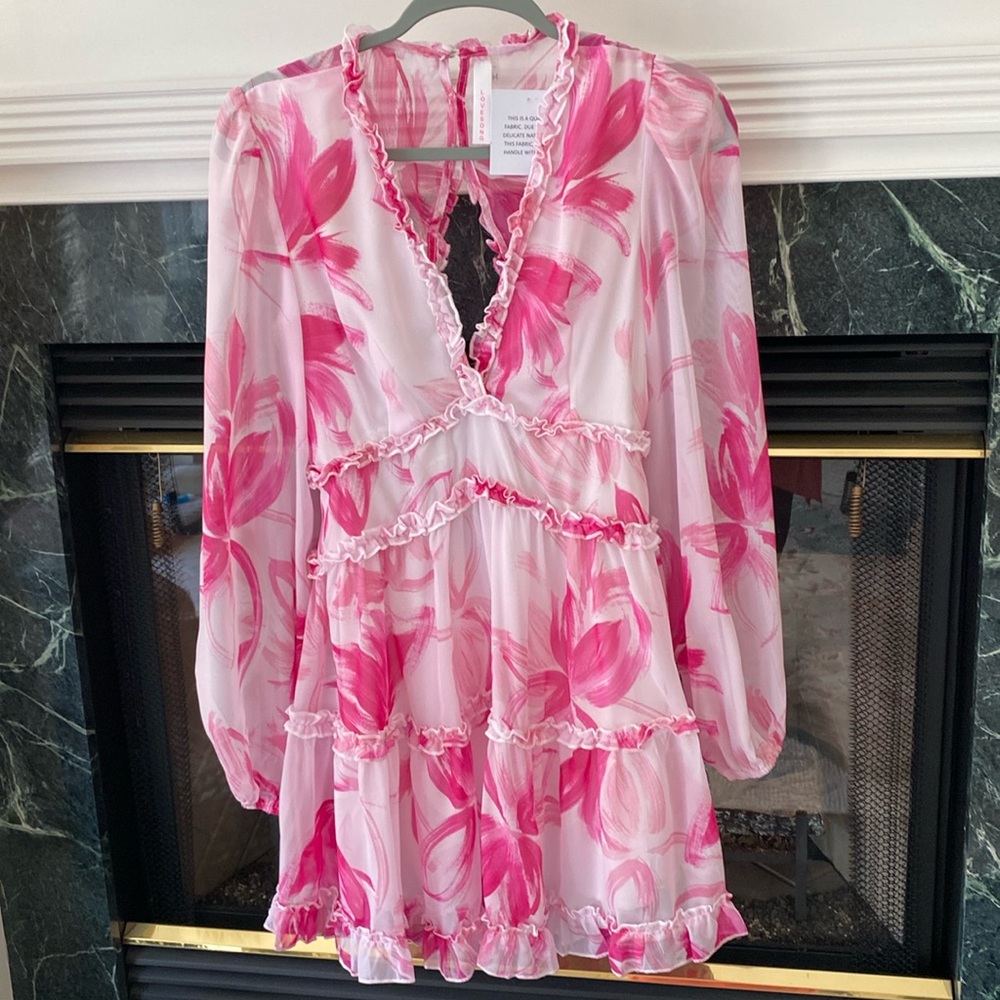 Lovesong Pink Floral Ruffled Dress